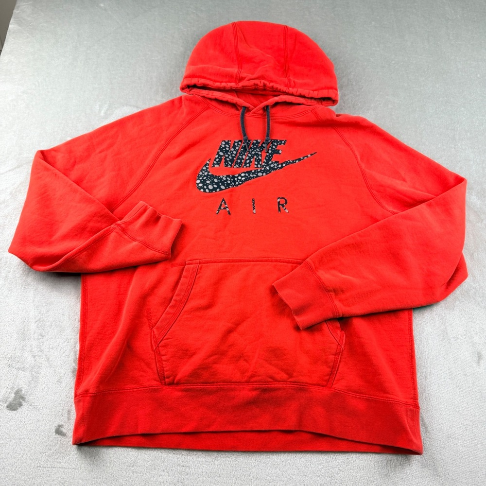 Nike Air Men's XL Red Graphic Pullover Hoodie Safari Print Logo Sweatshirt